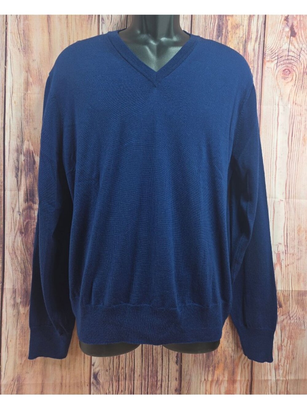 Brooks Brothers Brookstech Merino V-Neck Navy Sweater Large